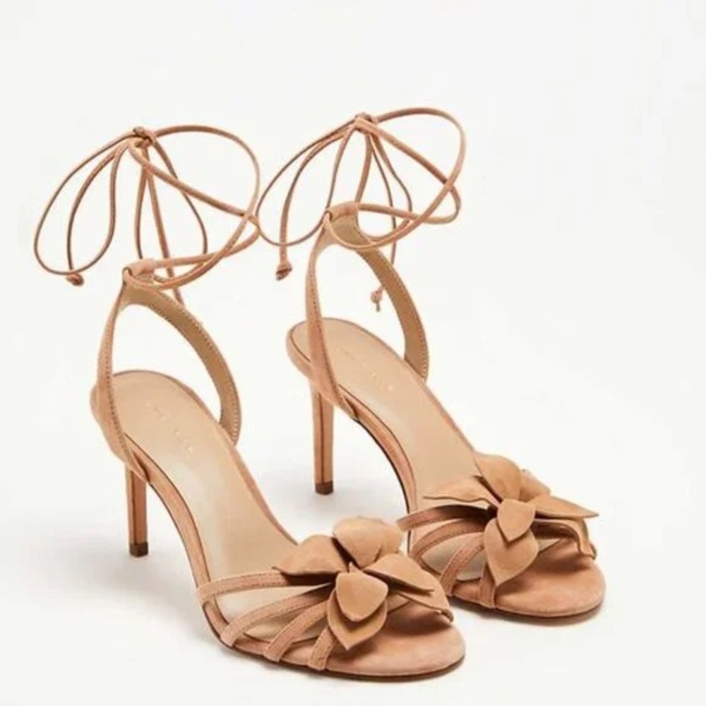 Ann Taylor Tan Sandals with Floral Detail